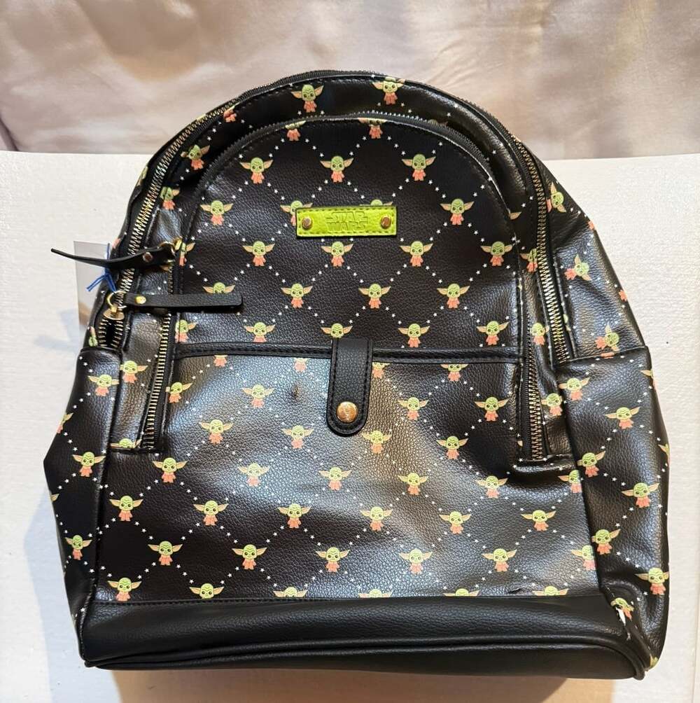 Star Wars Grogu Baby Yoda Backpack Fast Forward Black Faux Leather Mandalorian